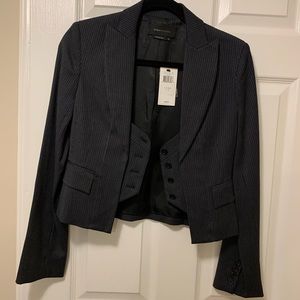 BCBG Black/White Stripes Cropped Blazer BNWT
